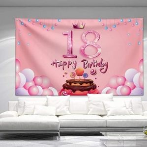 18th Birthday backdrop for girl's party pink